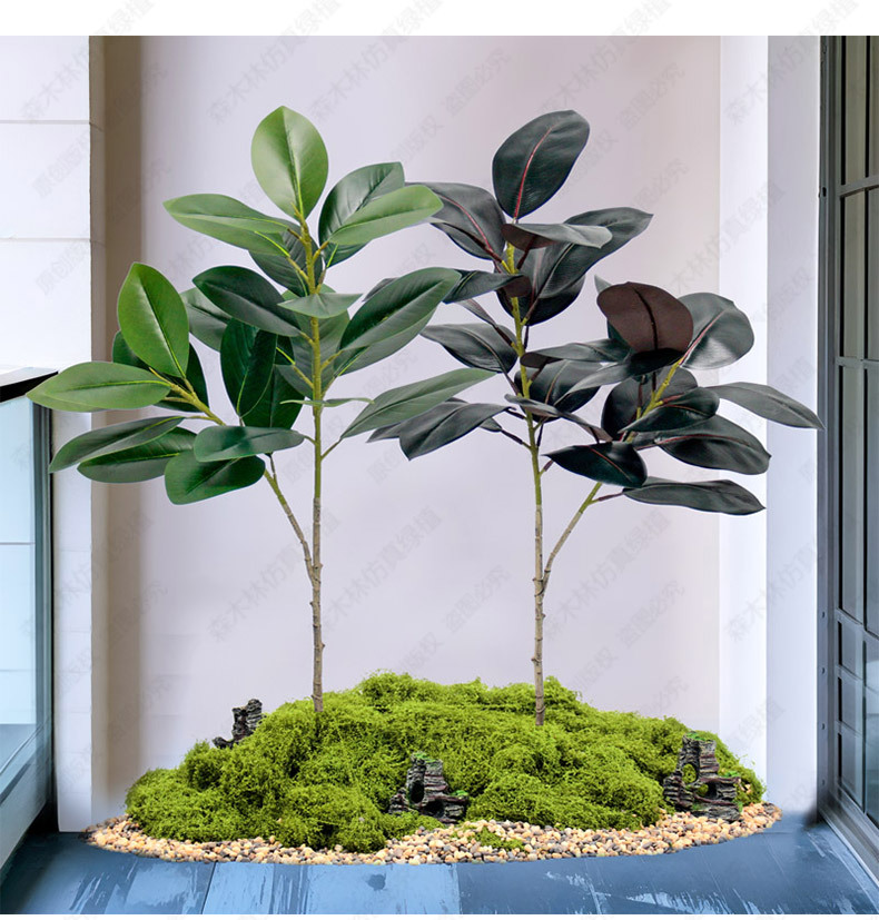 Wholesale of Nordic simulation green plants, rubber trees, black diamond, indoor floor-standing ornaments for living rooms, and plastic broad-leaved shrub decorations pic 6