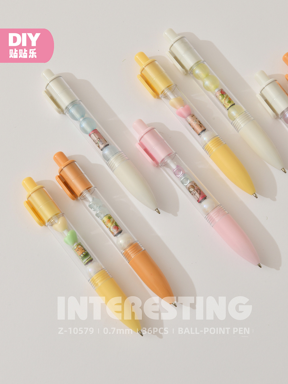 Chenxi Tietile Creative DIY Bead Ballpoint Pen 0.7mm Bullet Tip Press Medium Oil Pen Planner Pen Cartoon Office Writing pic 17