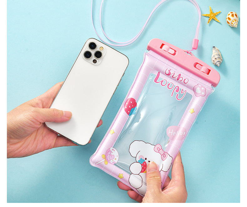 Customized LOGO cartoon lanyard phone waterproof bag, beach swimming touch screen phone diving case airbag waterproof bag pic 24