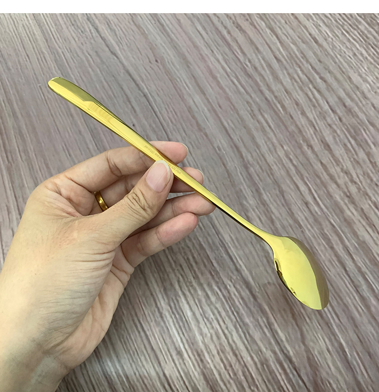 304不锈钢金色咖啡勺搅拌勺镀金长柄勺家用喝粥调羹蛋糕甜品勺详情6