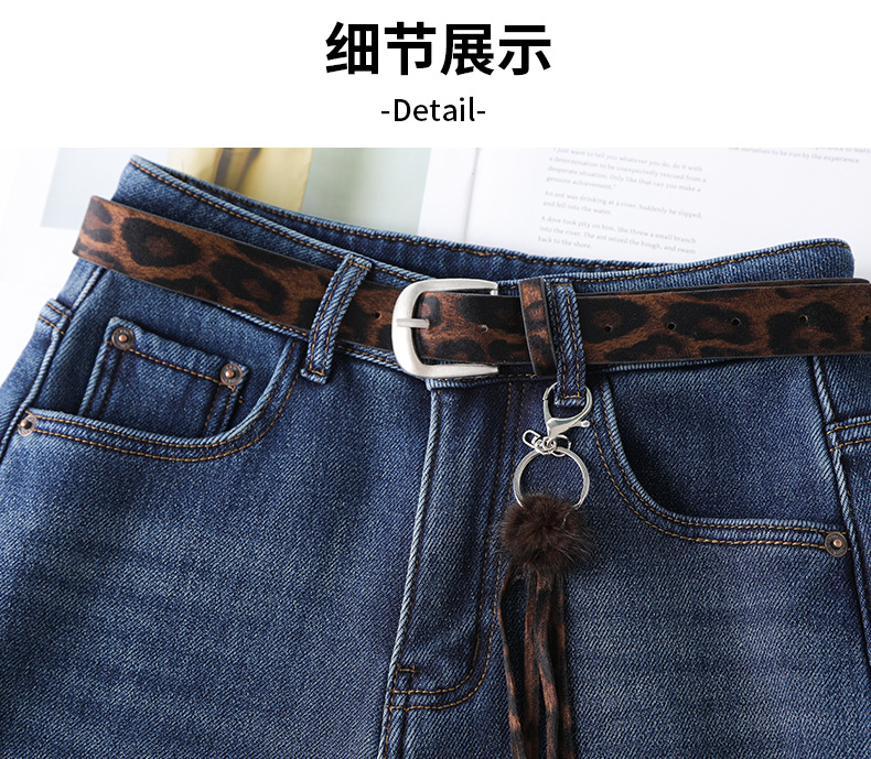 Denim blue fashionable narrow style jeans for women 2025 autumn/winter new high-waisted, slimming, fleece warm, casual straight-leg pants pic 11