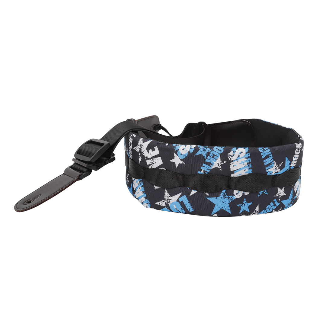 The guitar strap is made of cotton, thickened and widened, adjustable leather strap, pressure-reducing strap, and blue and white star bass shoulder strap pic 13