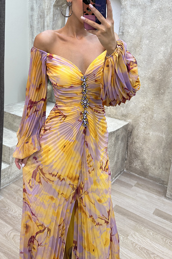 High-end women's dress高品质四季女装聚会压褶民族风性感连衣裙详情16