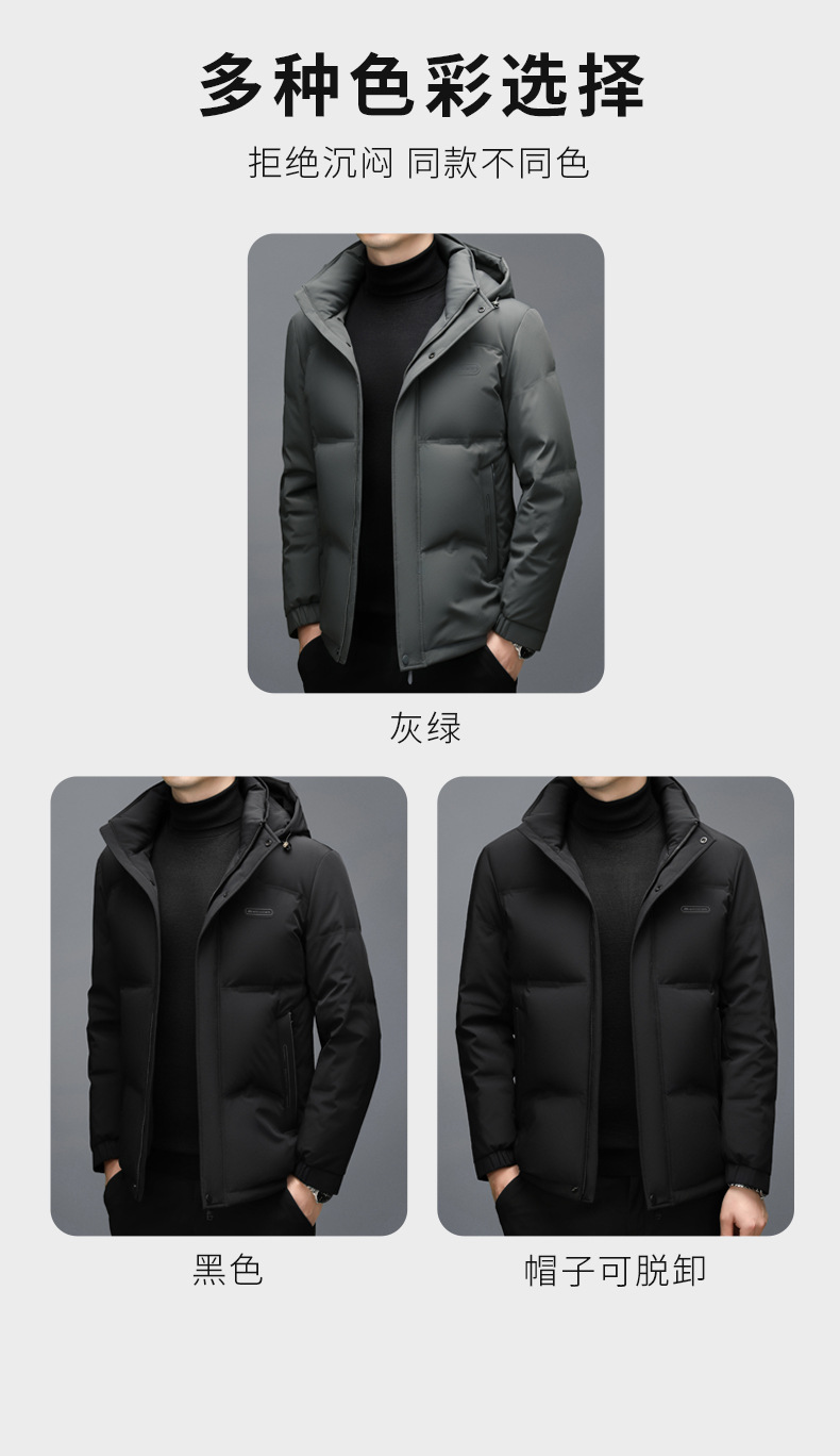 冬季新款男士加厚羽绒服男中年男式休闲可脱卸帽休闲保暖男装外套详情7