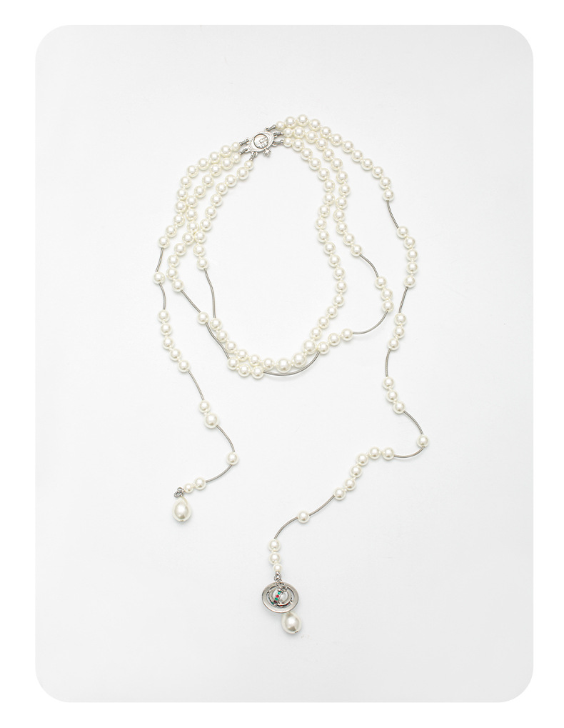 多层土星珍珠项链女高级感西太后流苏项链个性百搭轻奢气质毛衣链详情10