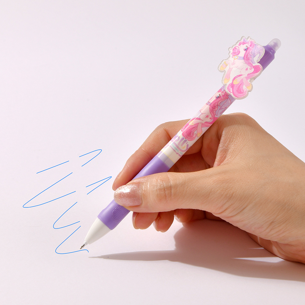 Chenxi is really good at erasing unicorns. Press and erase gel pen. Anime soft grip, crystal blue, high appearance level. Practice pen ST. Smooth tip, smooth writing, no marks, erasable pic 17