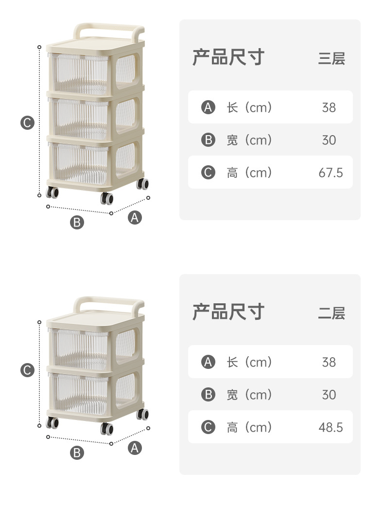 严选卧室收纳架书架客厅零食玩具收纳架厨房蔬菜架美容夹缝小推车详情12