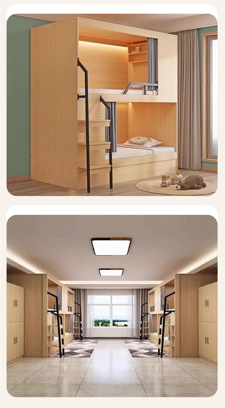 Space capsule bunk beds, school solid wood simple bunk beds, youth hostel homestay bunk beds, dormitory apartment beds, all-inclusive beds pic 13