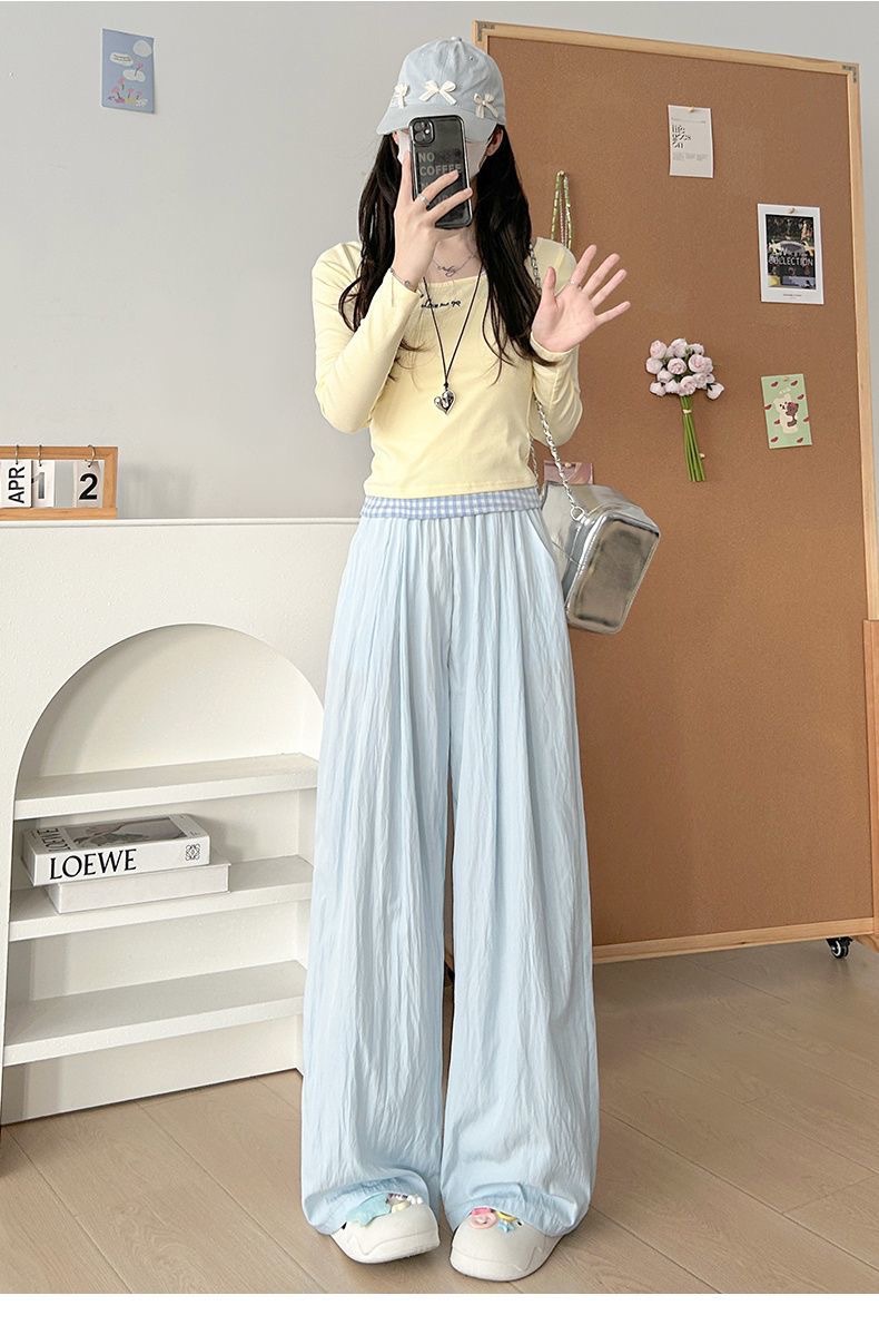 升级不缩水欧若风肌理感山本裤女春夏高腰垂感显瘦百搭休闲裤直筒详情21