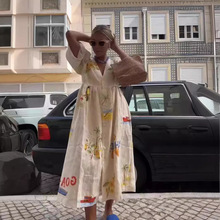 2023亚马逊欧美跨境女装夏季新款V领高腰无袖印花性感背心连衣裙详情19