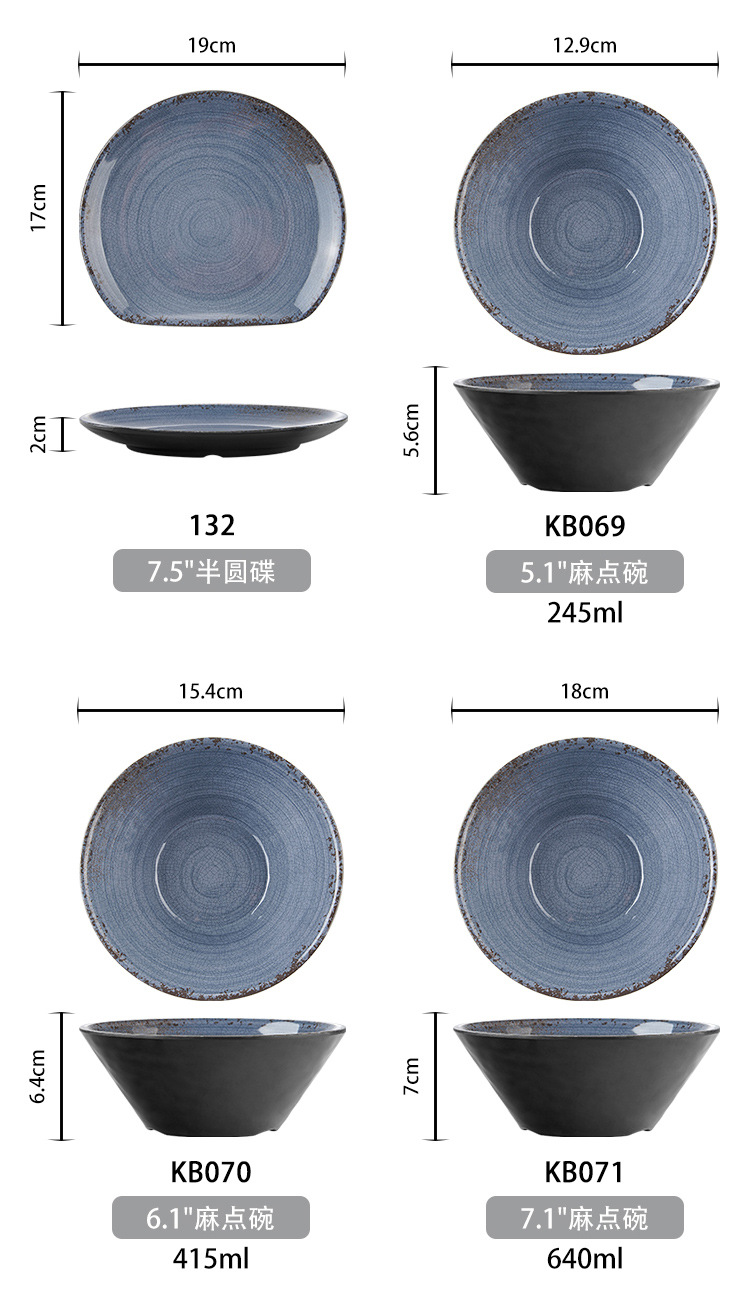 New imitation porcelain KB tile grey pattern melamine tableware factory direct sales melamine tableware pic 9