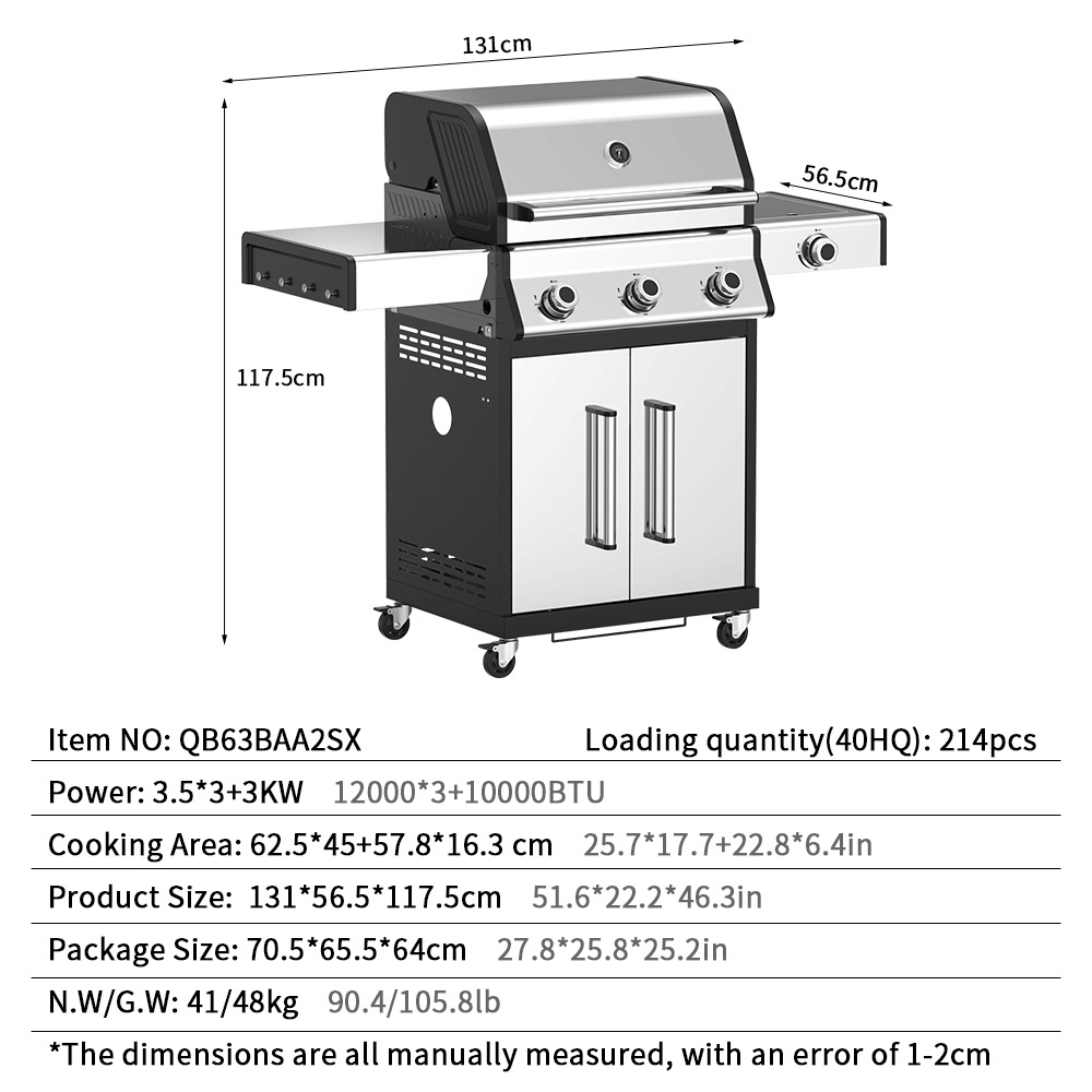 Outdoor courtyard gas barbecue grill, household multi-functional stainless steel grill, barbecue with side burner, ATLAS brand pic 4