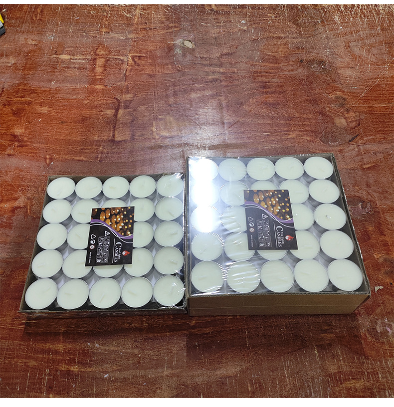 Wholesale of 100 box-packed 4-hour smokeless candle tea brewing paraffin wax birthday confession small candles, 50 round pieces pic 8
