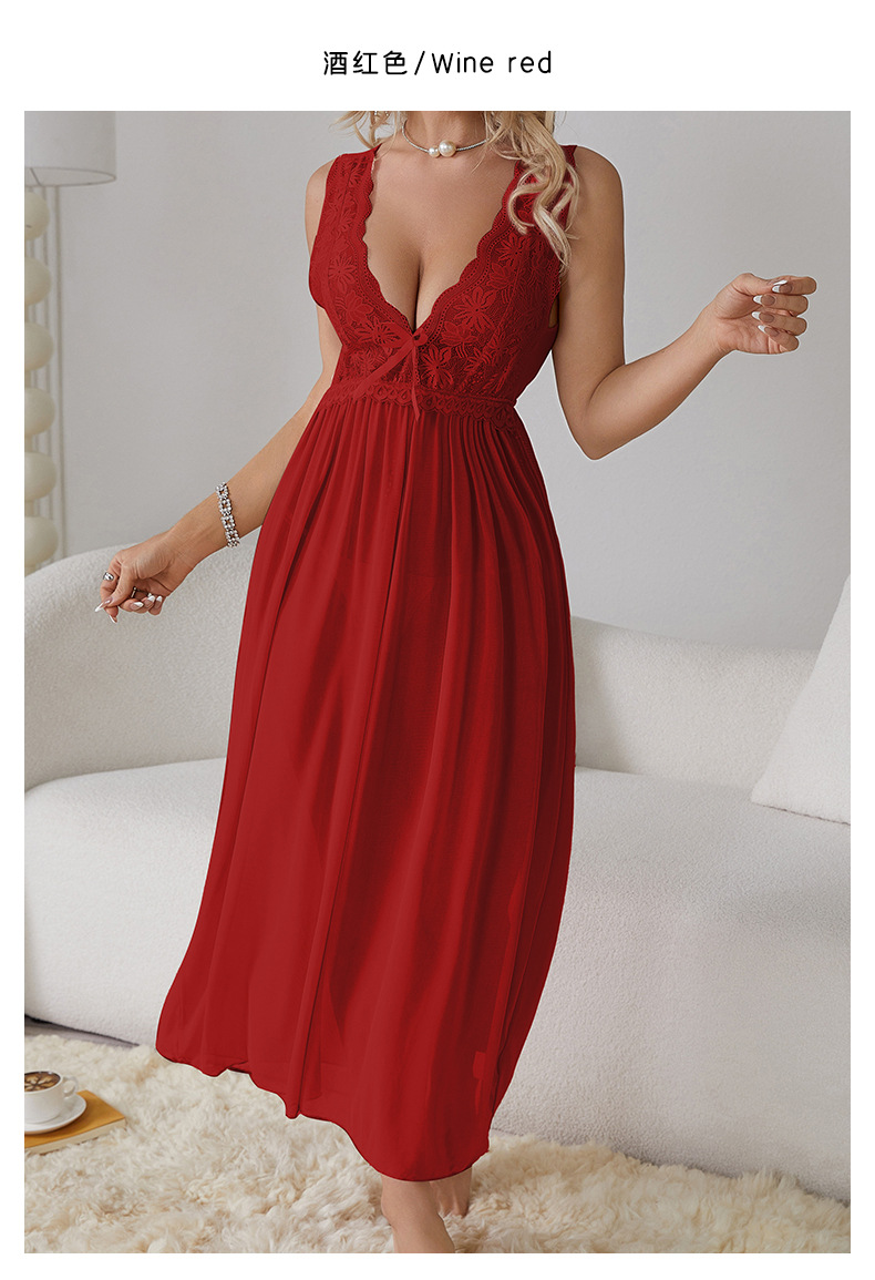 Feiyun Sexy Pajamas Long Fairy Hot Sleeping Dress Sweet Home Wear Set 419 pic 18