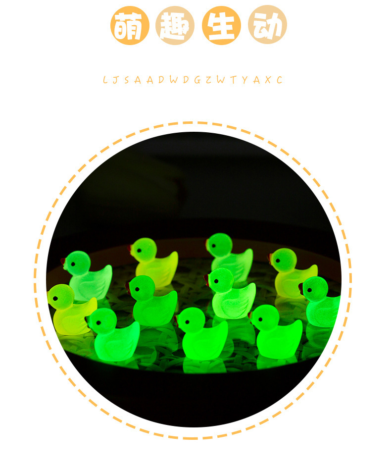 Luminous little duck, red, orange, green, blue, purple, pink, transparent, colorful mini simulation miniature animal model, sand table doll pic 10