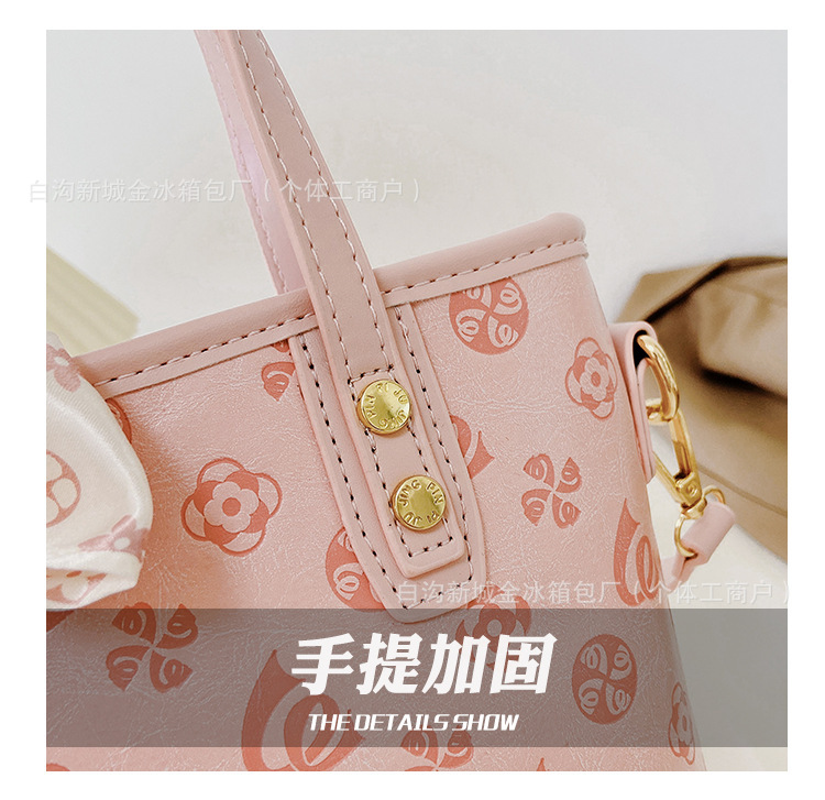 菜篮子2025春夏新款单肩手提包老花质感迷你托特包跨境热销女包详情7