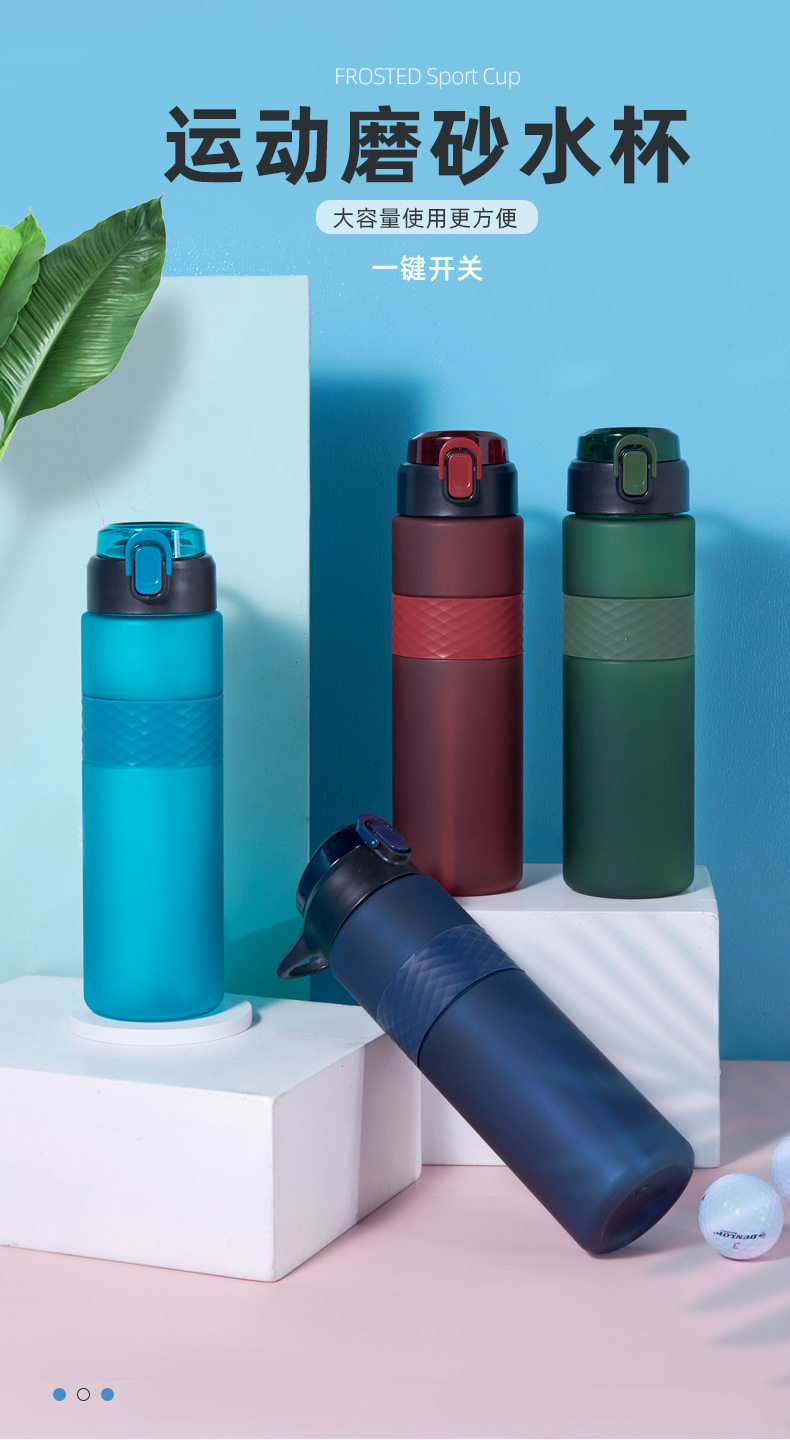 工厂定制跨境便携塑料水杯户外运动直饮大容量水壶弹盖防烫太空杯详情1