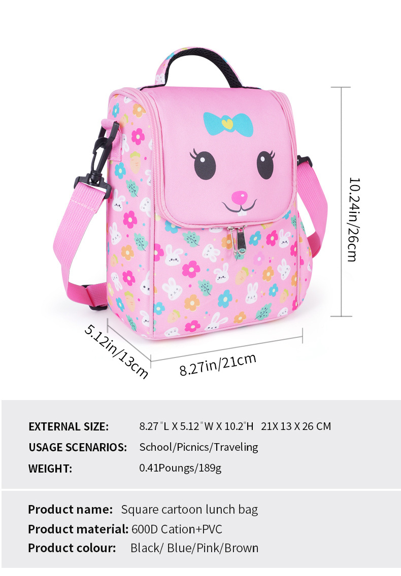 亚马逊跨境爆款儿童午餐包便携斜跨折叠冰包幼儿园小学生午餐包详情3