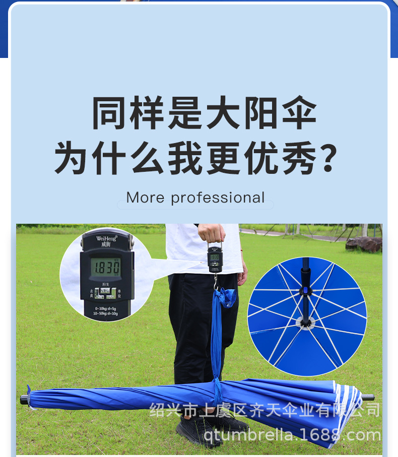轻量纤维伞架遮阳伞大伞批发太阳沙滩伞摆摊专用广告雨伞定制防晒详情2