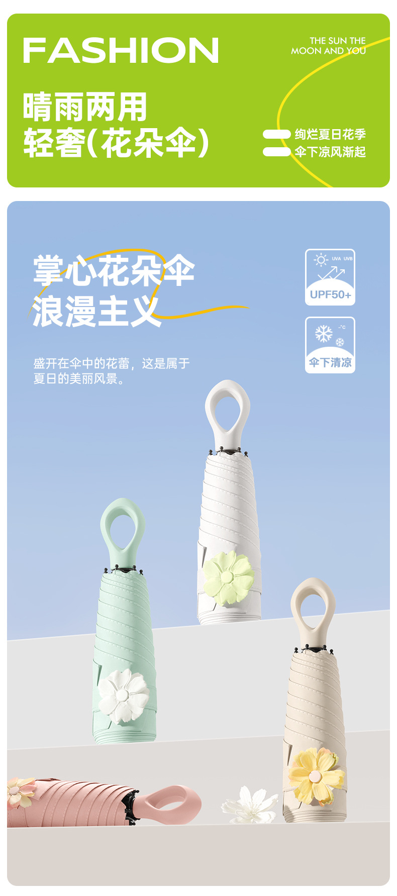 2024新款五折黑胶太阳伞迷你遮阳伞指环口袋伞防晒胶囊伞印刷广告详情1