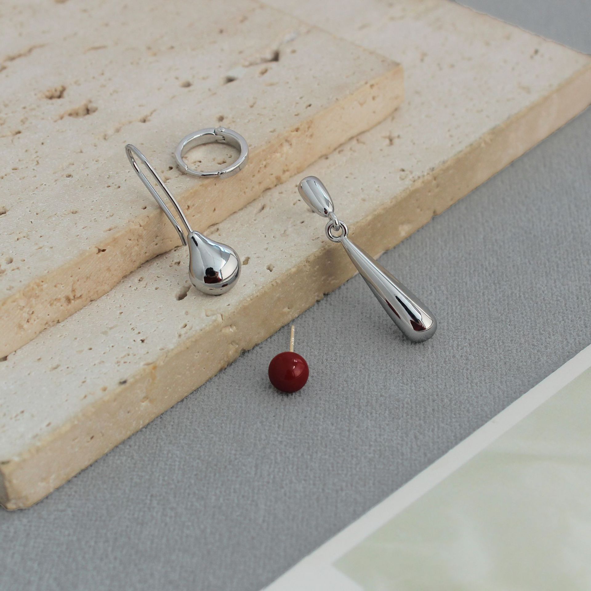 LEM*家春夏水滴耳钉小众设计高级感简约可任意搭配四件套耳环耳钉详情7