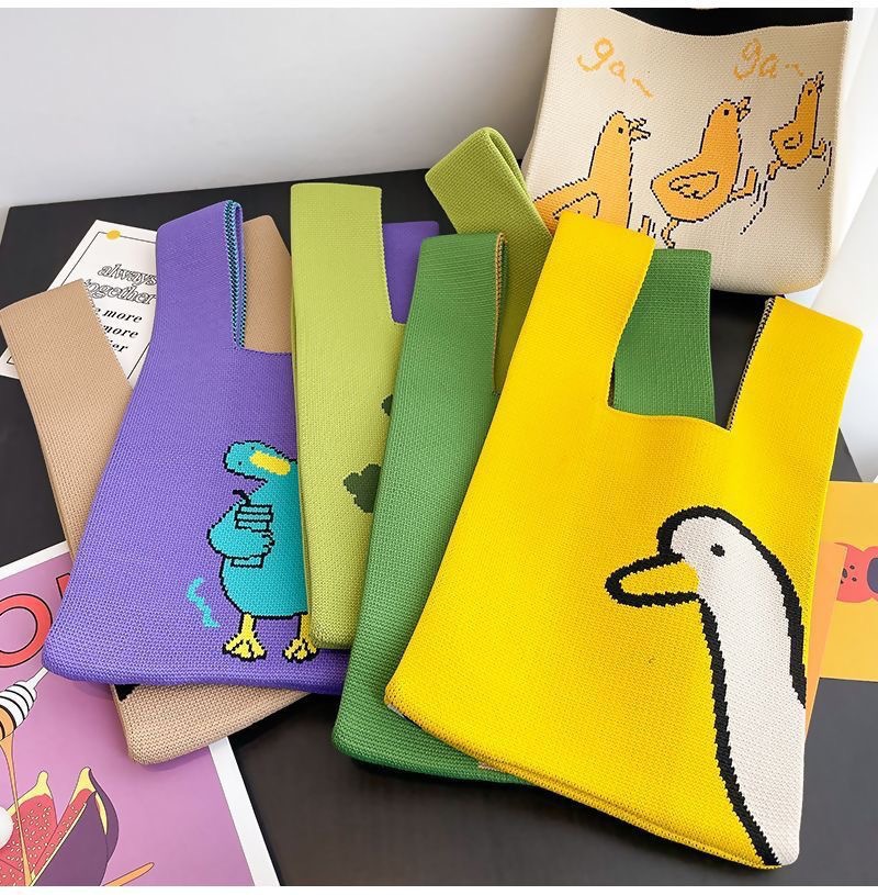 春日物语可爱花朵便携手提包针织包韩版ins 风女大容量手拎袋批发详情16