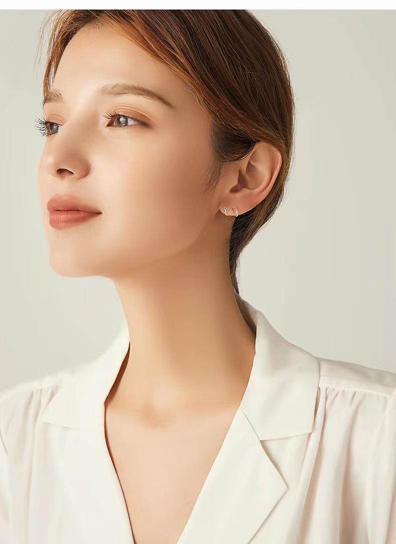 S999纯银弹簧耳钉S型高级感弯曲耳环螺丝气质轻奢百搭简约精致女详情8