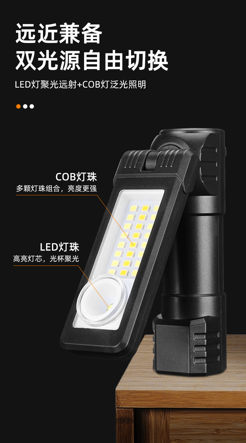 New cross-border multi-functional portable multi-angle folding work light, multi-source strong light head lamp, long-lasting magnetic suction lamp pic 6