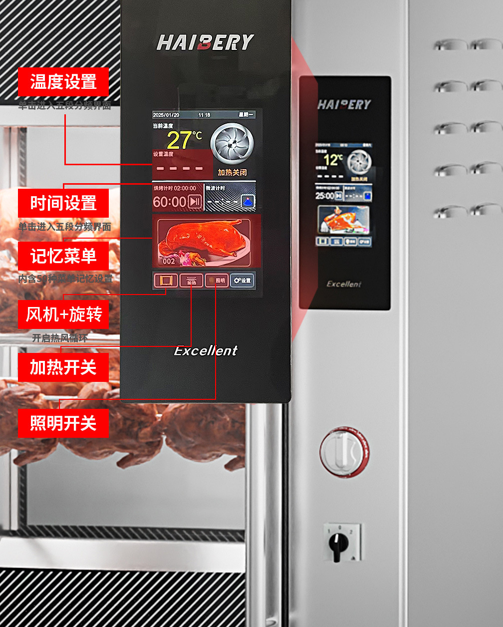 Commercial multi-functional chicken roasting oven, fully automatic hot air circulation, integrated oven for roast duck and pork belly, catering equipment pic 10