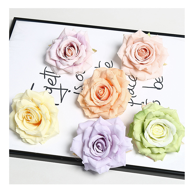 10cm角玫花头仿真花渐变多色ins风手工DIY配件手腕花胸花蛋糕装饰详情10