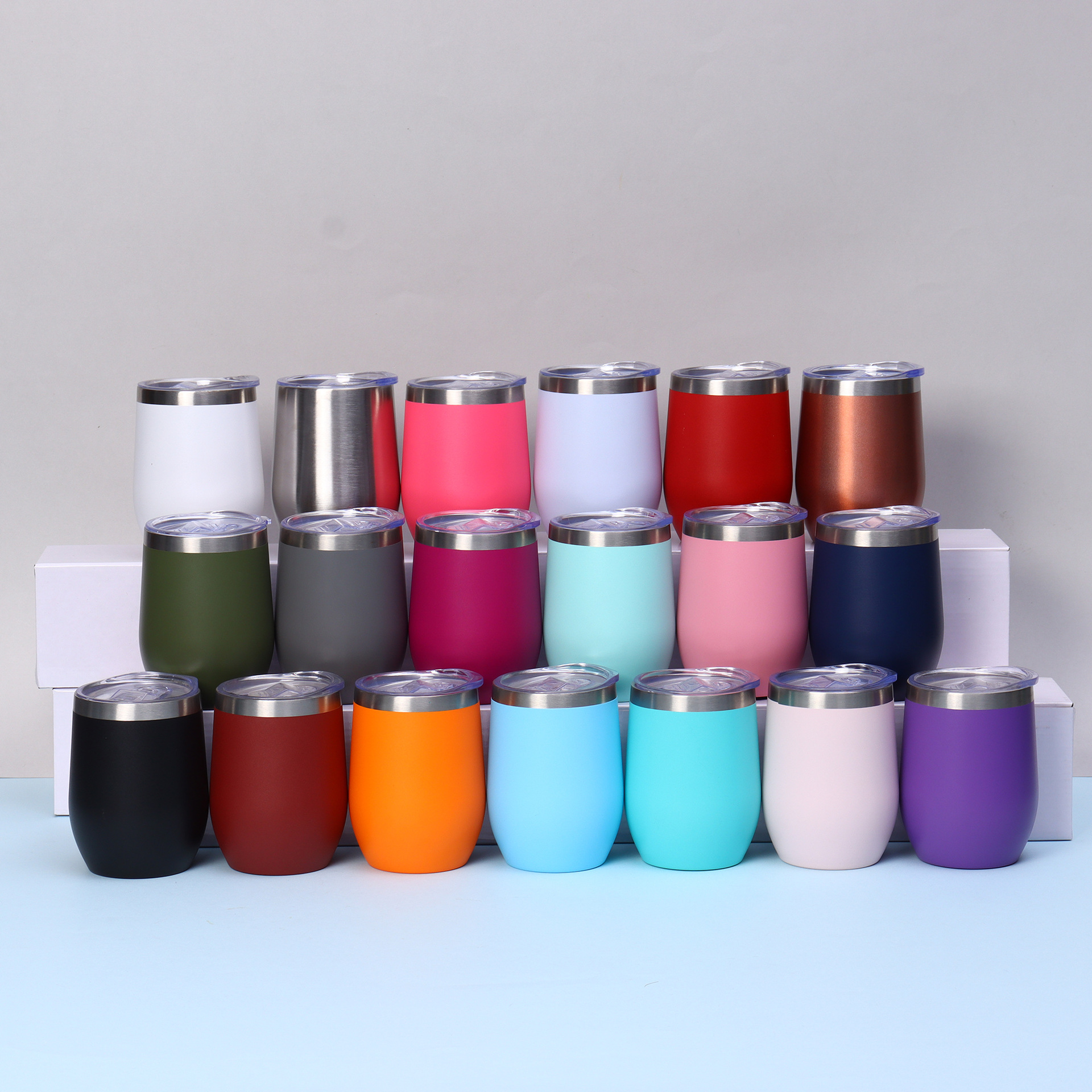 跨境亚马逊304不锈钢保温杯U形红酒杯随手蛋壳杯简约时尚口袋杯详情1