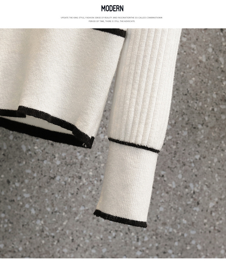A 200-pound large-sized chanel-style knitted cardigan for early autumn, a V-neck double zipper loose, waist-cinching and slimming base layer for women pic 20