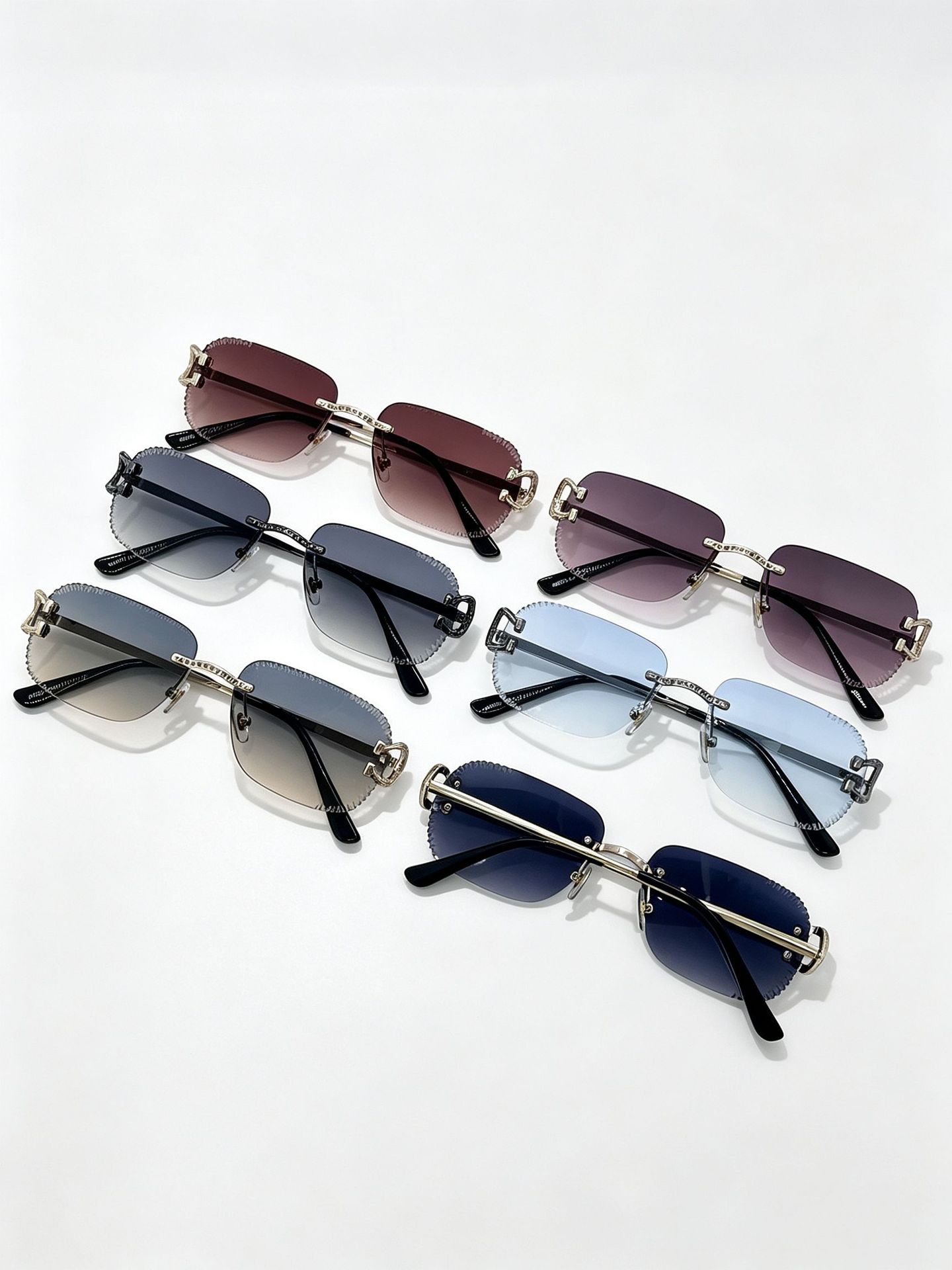 Nuevo crossover sin marco rectangular gafas de sol decorativas gafas de sol de metal patas moda moda moda moda cool gafas hombres y mujeres mismo estilo pic 2