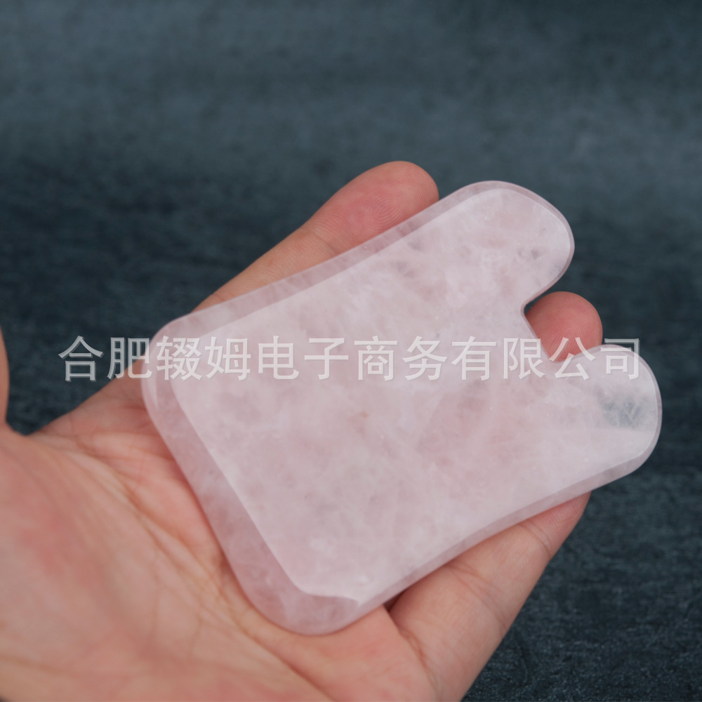 跨境粉晶绿东陵玉石刮痧片凹型刮痧板背部脸部按摩美容器礼品厂家详情3