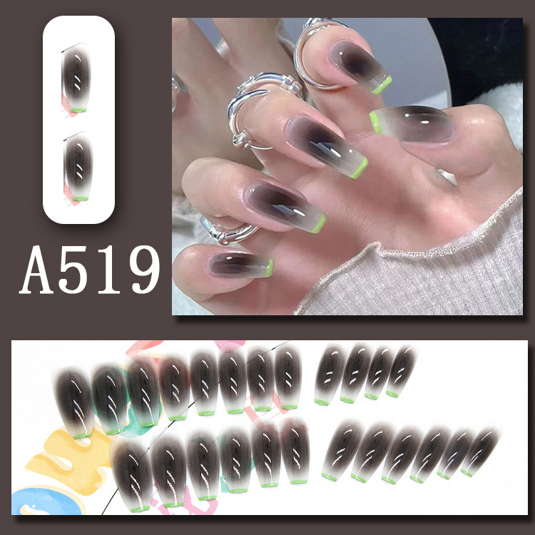 Wearable nail art pieces, artificial nail products, detachable, simple lemon ice transparent, popular online style Douyin nail art hair replacement pic 58