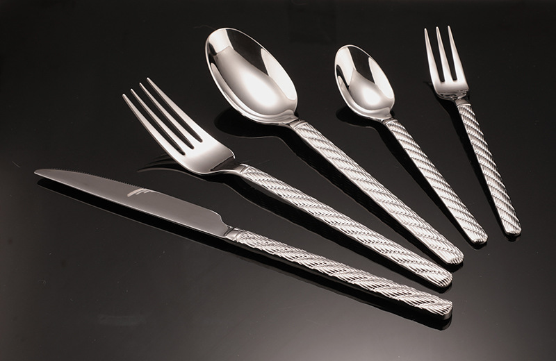 304不锈钢餐具甜品叉牛排西餐套装刀叉高级感麻花餐叉麻绳刀叉勺详情3