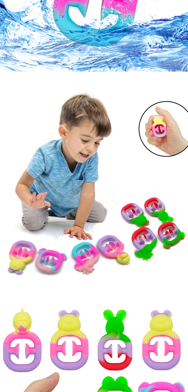 New cross-border stress-relieving silicone grip strengthener in rainbow colors, press silicone suction cup grip strength ring, Amazon stress-relieving toy pic 3