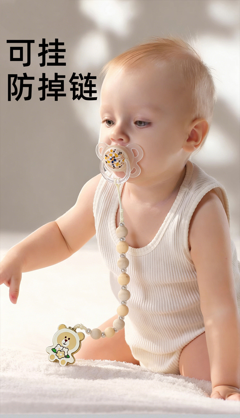 2026爆款宝宝安抚奶嘴婴儿专用食品级硅胶标口无孔仿母乳牙胶奶嘴详情9