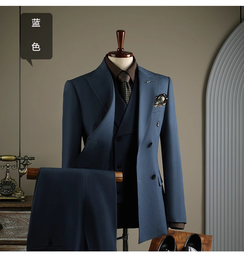 西装套装男士成都商务正装定制高级感西服套装新郎结婚礼服带马甲详情13