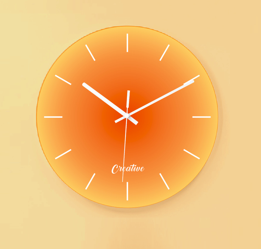工厂创意日落玻璃钟挂表家居网红静音挂钟简约落日客厅落日时钟详情9