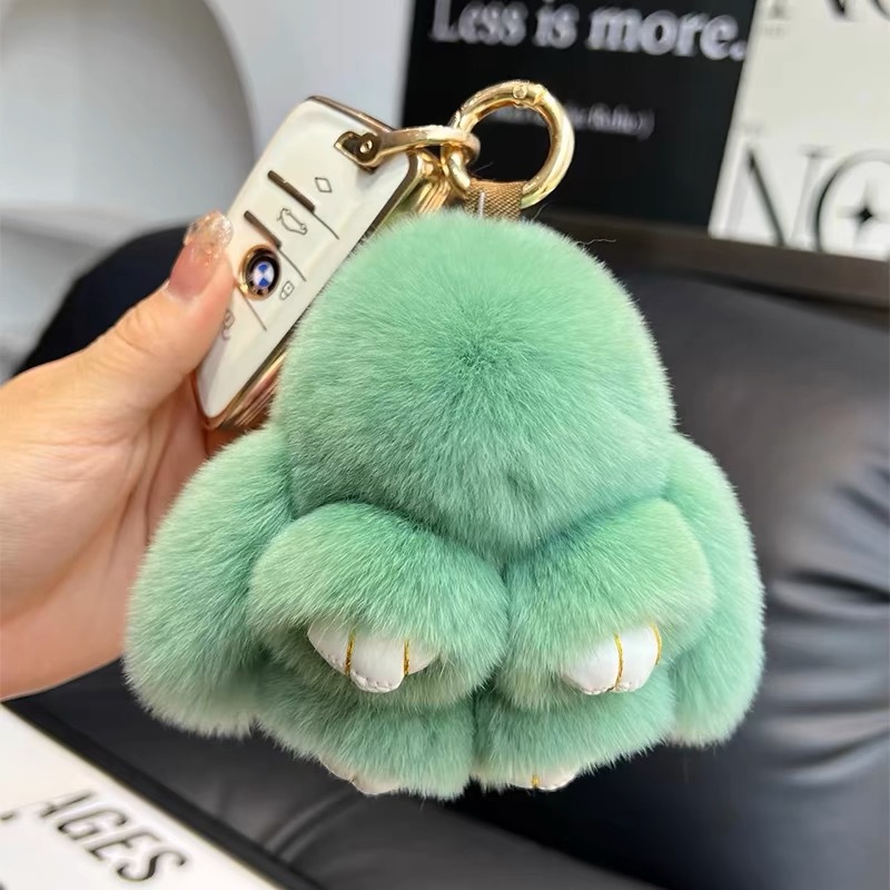 正版可爱獭兔毛公仔小兔子汽车钥匙扣挂件毛绒批货玩偶装死挂饰兔详情6