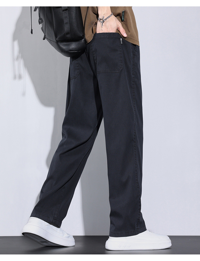 啄木鸟冰丝休闲裤子男士夏季薄款潮牌宽松天丝柔软牛仔五分长裤详情42