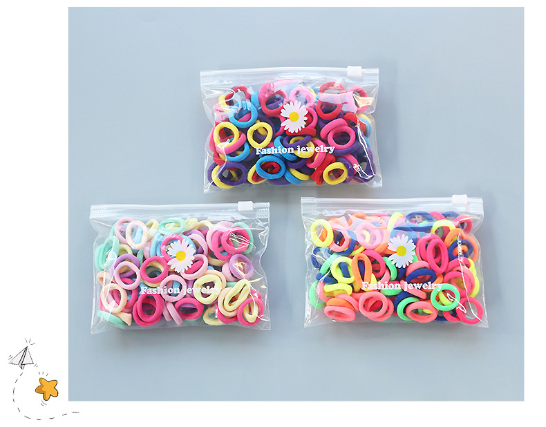 新款小号儿童彩色发圈宝宝不伤发头绳无接缝毛巾圈100根详情4