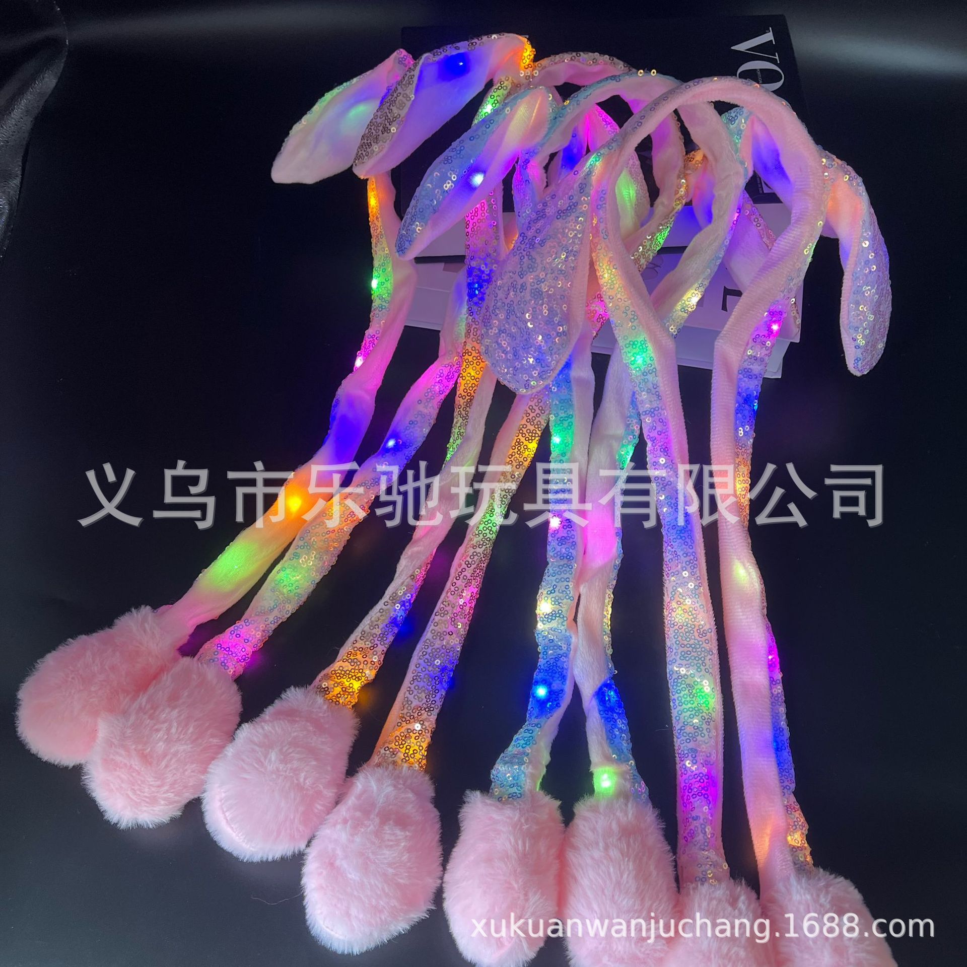 抖音同款发光兔子帽卡通气囊耳朵会动萌趣网红发箍皇冠饰品发饰头饰详情5