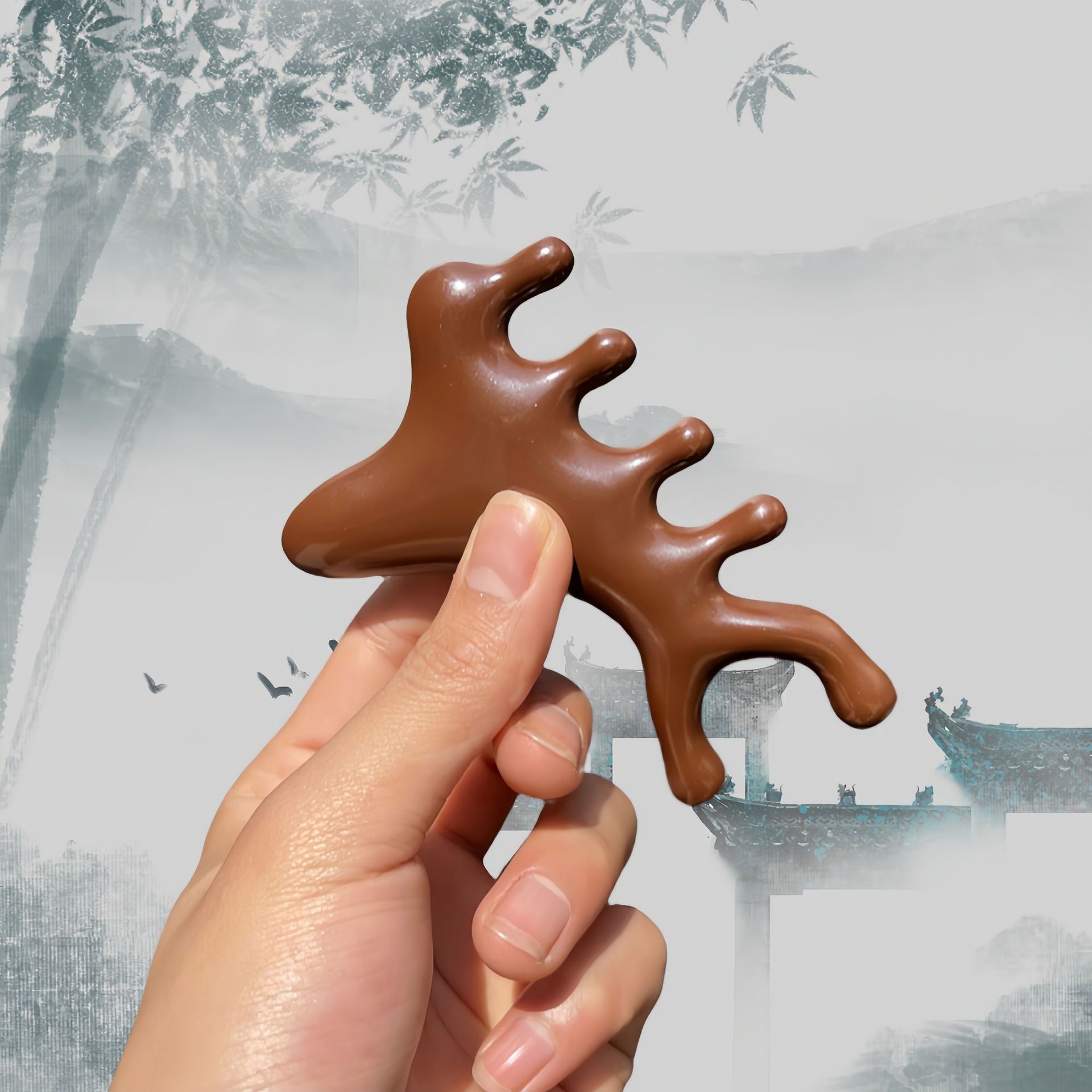 按摩梳子筋络梳天然树脂女头部经络梳五齿头梳刮痧按摩器美容工具详情3