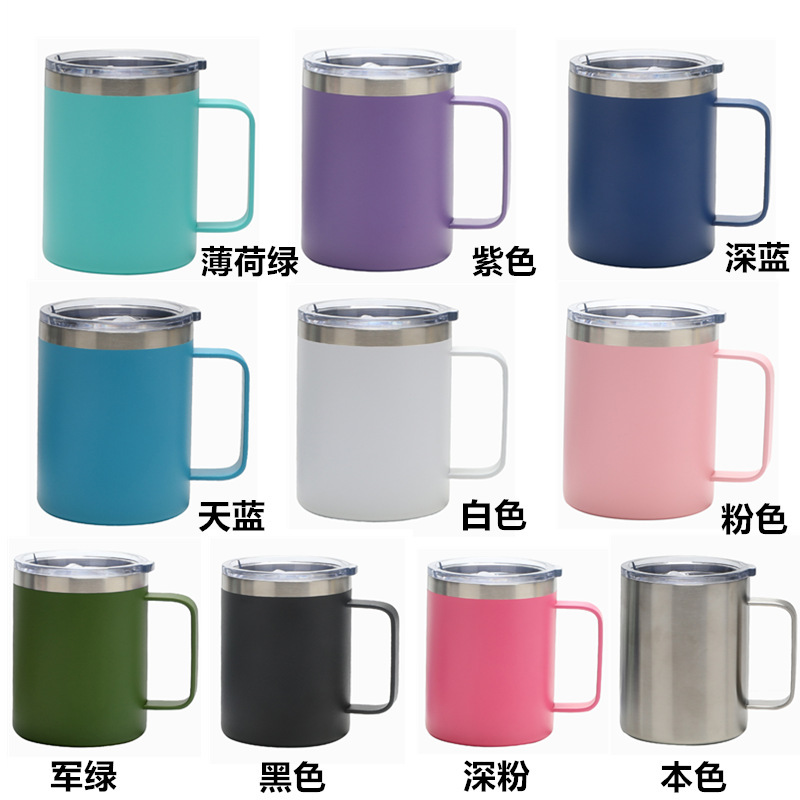 跨境亚马逊12oz手柄杯马克杯304不锈钢办公咖啡杯冰霸杯详情10