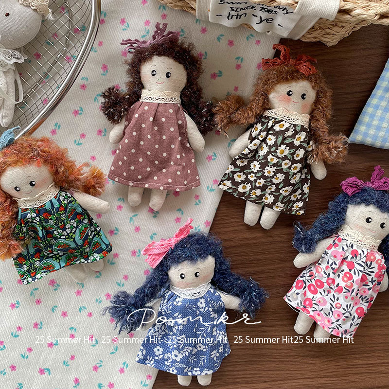 New Korean-style cartoon braid doll floral dress, cute chubby doll pendant, forest-themed sweet doll keychain, Ins-style decoration pic 4