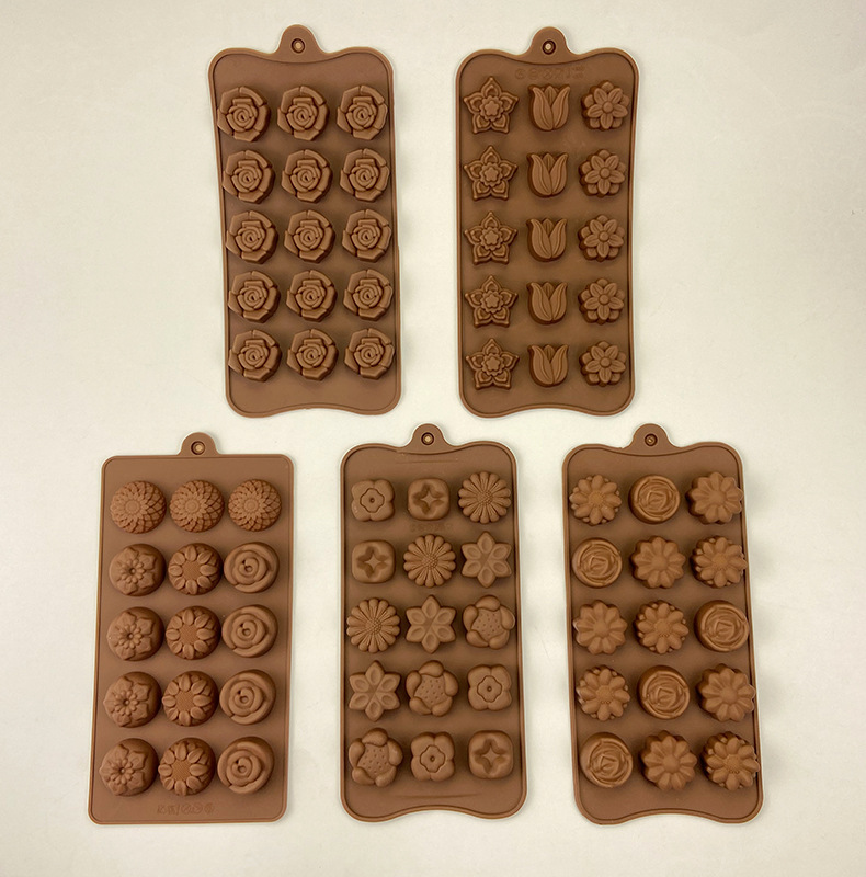New flower-shaped chocolate silicone mold set, tulip cookie gummy diy mold, cake baking mold pic 31