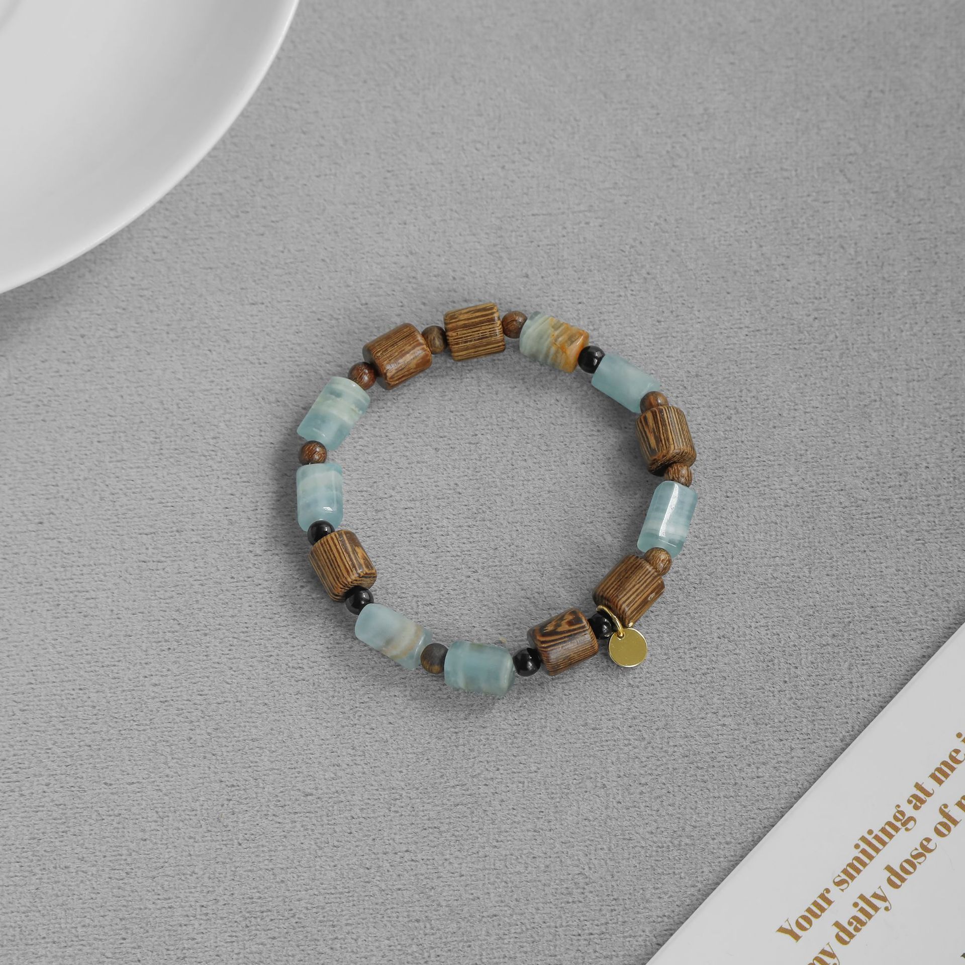 ZI休果冻海系列暮云项链新中式简约其实木珠方解石串珠手链锁骨链详情9