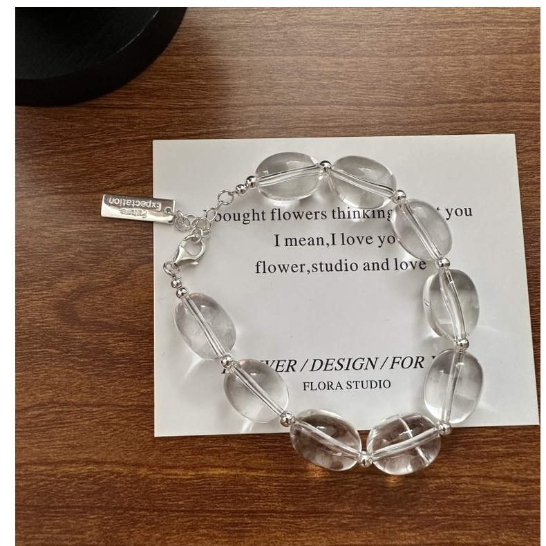 S925 sterling silver Korean version Spring/Summer fashionable white crystal bracelet Oval casual simple basic style jewelry wholesale pic 12